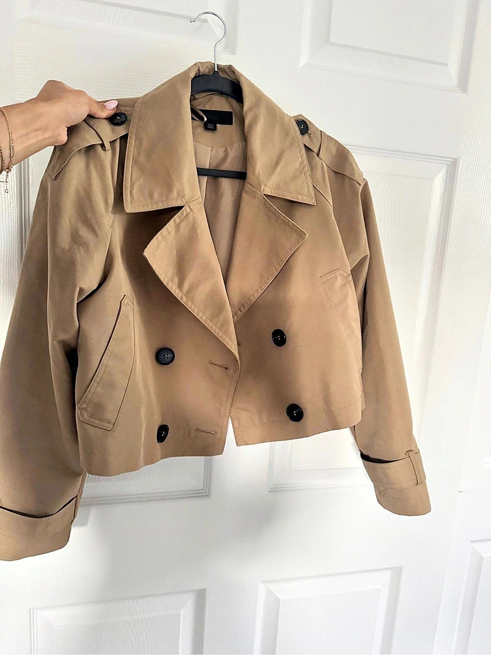 Zara Cropped Double-Breasted Trench Jacket Brown Medium